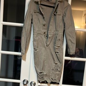 Mini Jean long sleeve stretch dress